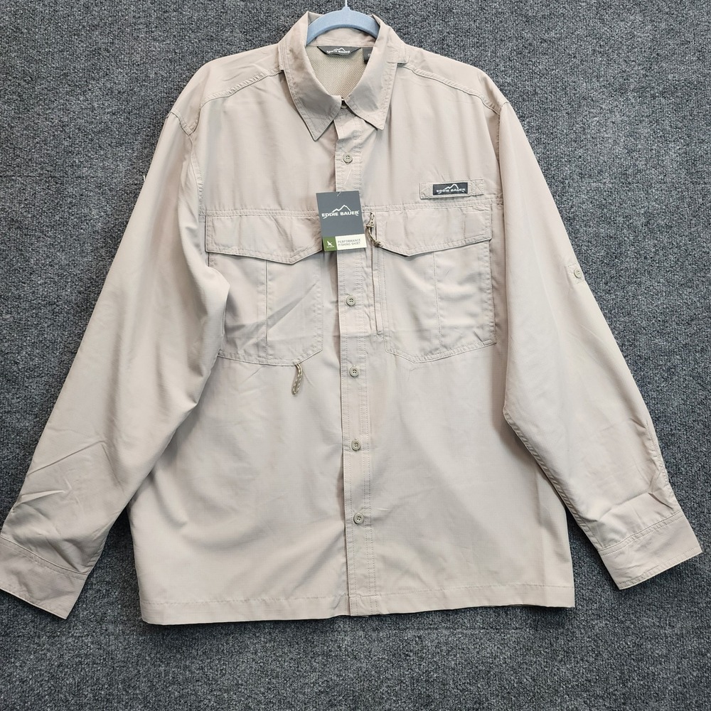NWT Eddie Bauer Mens Performance Fishing Shirt L Outdoor Hiking Fishing Utility